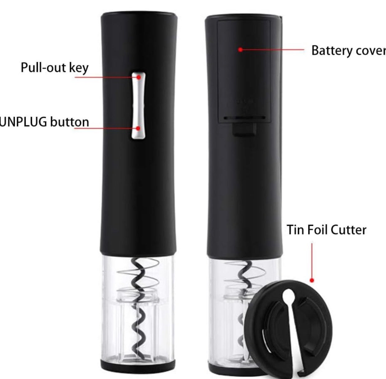 Tire-Bouchon Électrique Sans Fil à Piles AA – Ouverture en 8 Secondes