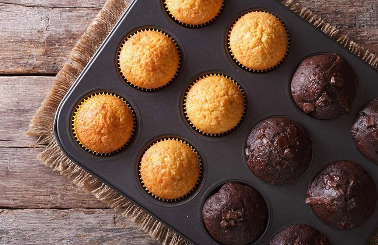 Moule à Muffins et Cupcakes Antiadhésif en Acier - 12 Cavités