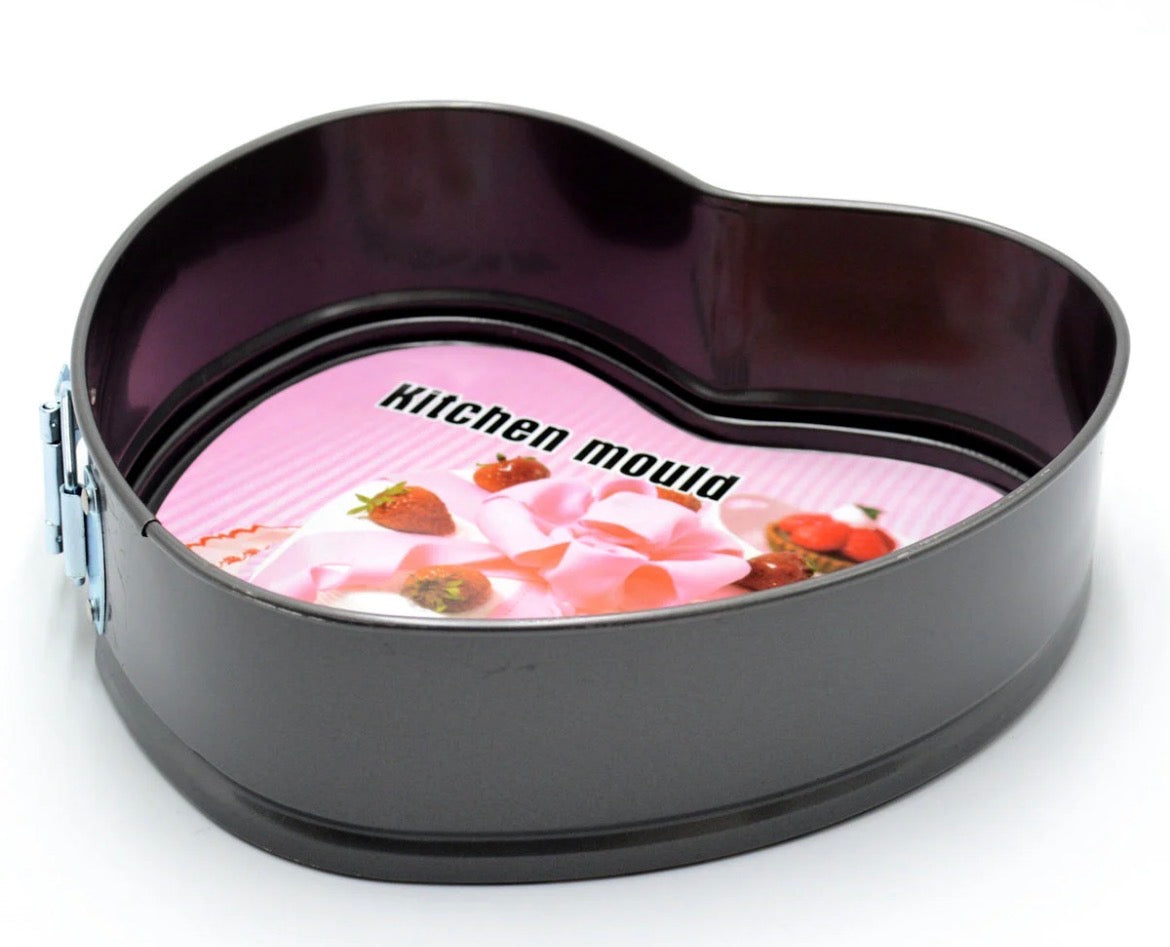 Set de 3 Moules à Gâteau Antiadhésifs (Cœur, Rond, Carré) - Tailles Mixtes 24/26/28cm