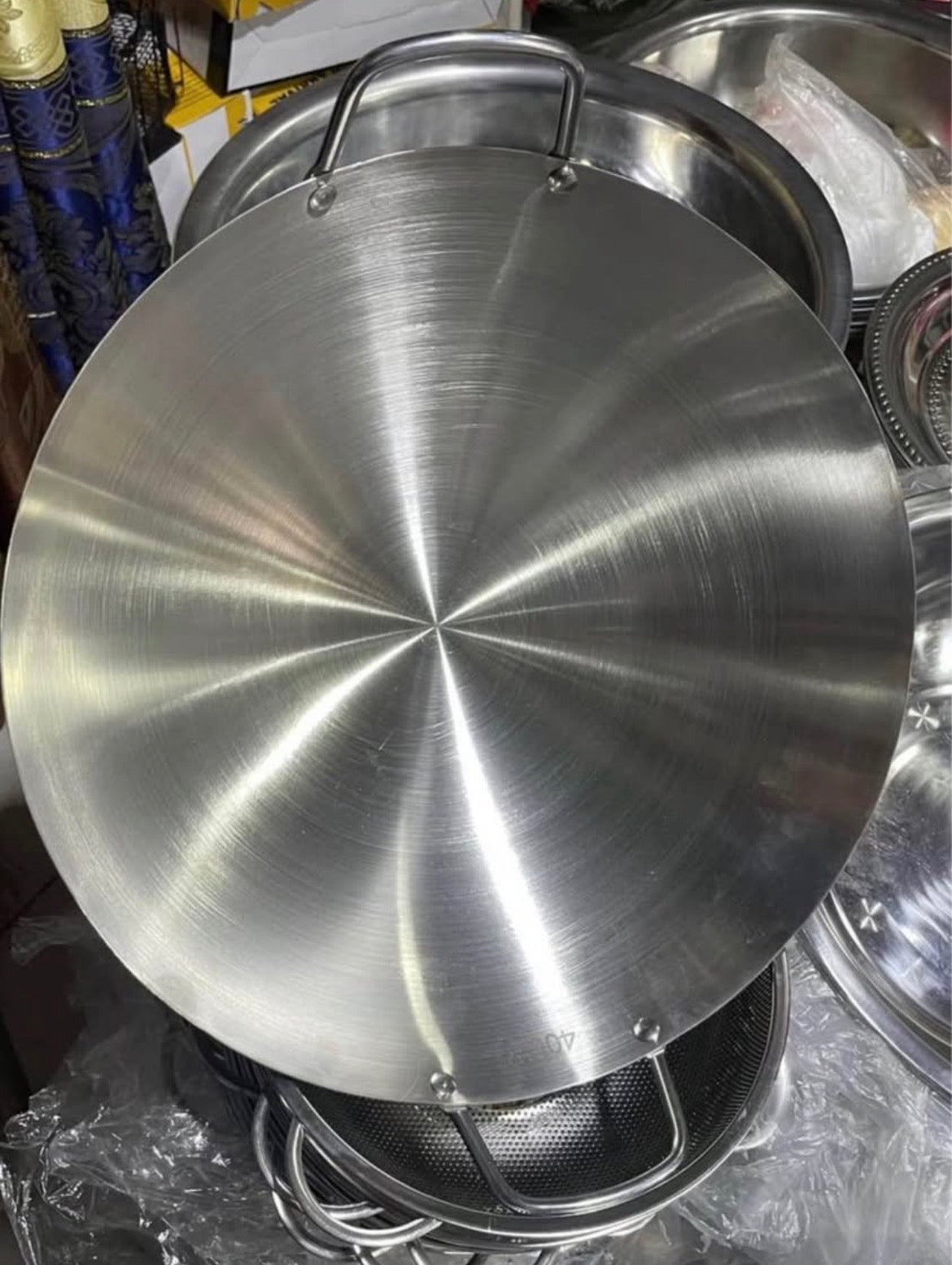 Wok Professionnel en Acier Inoxydable – Diamètre XXL 40 cm