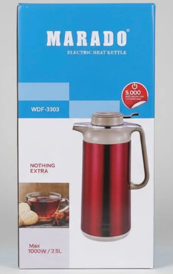 Bouilloire électrique Marado WDF-3303 - Acier inoxydable - 2.5L - Maintien au chaud