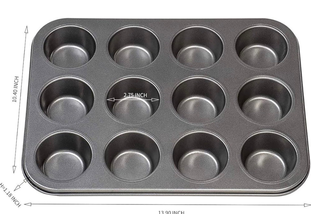 Moule à Muffins et Cupcakes Antiadhésif en Acier - 12 Cavités