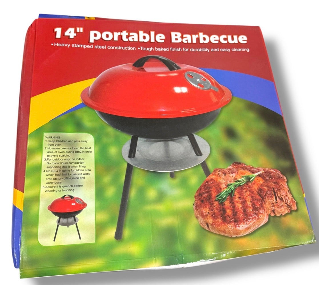 Barbecue Portable au Charbon de Bois – Barbecue de Table avec Couvercle Émaillé