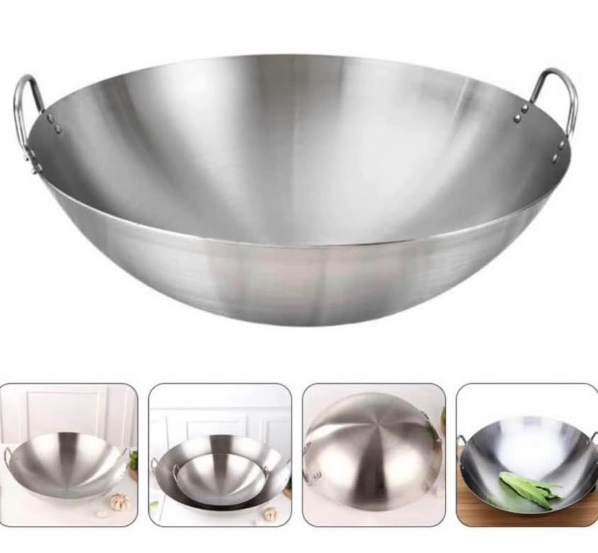 Wok Professionnel en Acier Inoxydable – Diamètre XXL 40 cm