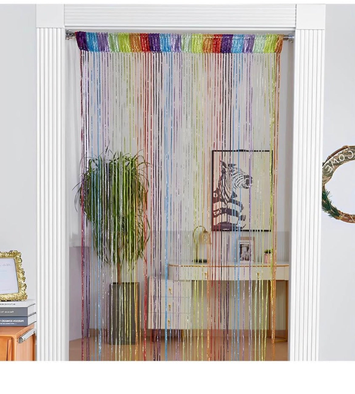 Rideau de fils arc-en-ciel multicolore – Décoration de fenêtre élégante et moderne