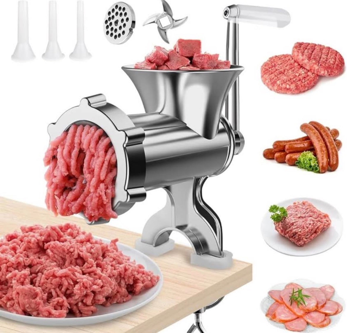Hachoir à Viande Manuel en Aluminium Robuste - Taille 10 - Idéal Cuisine Maison