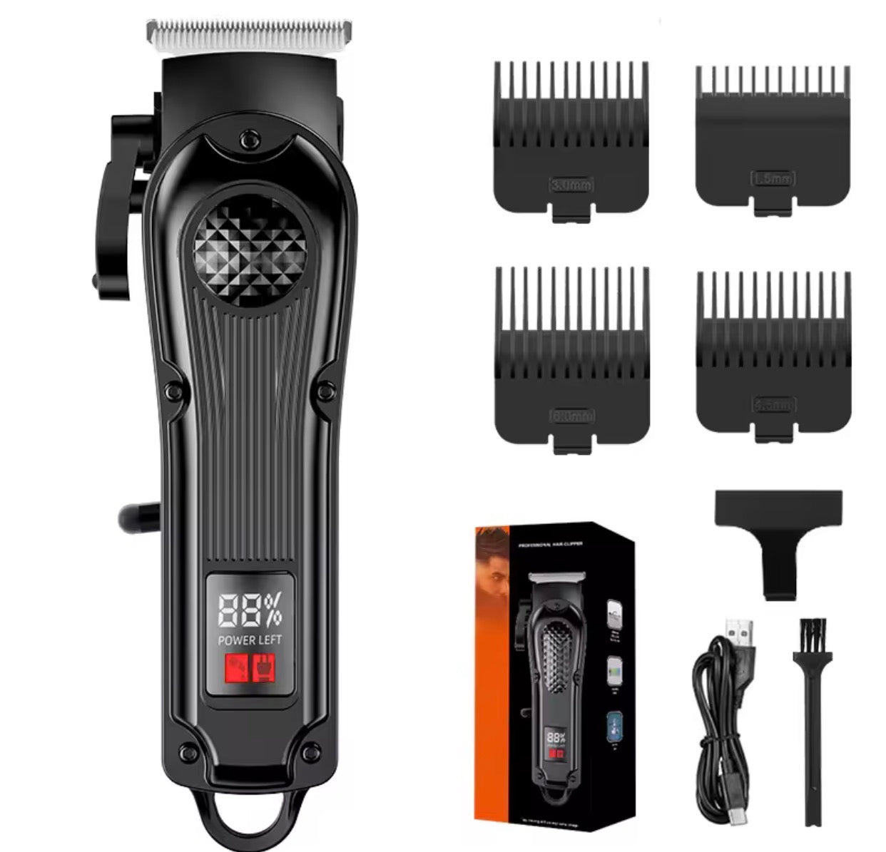 Tondeuse à Cheveux Professionnelle sans Fil – Écran LED & Design Ergonomique