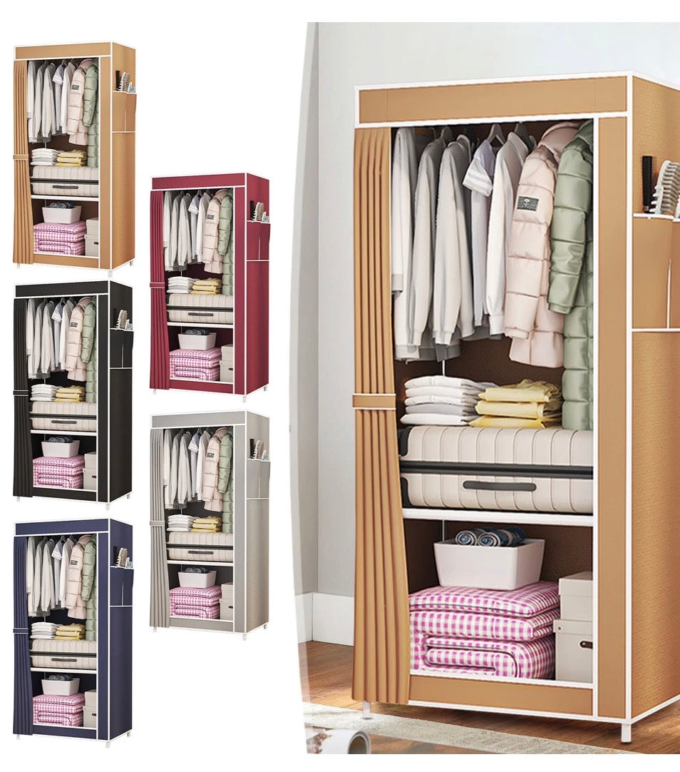 Armoire en Tissu Compacte et Facile à Assembler - Rangement Anti-Poussière Multi-Couches