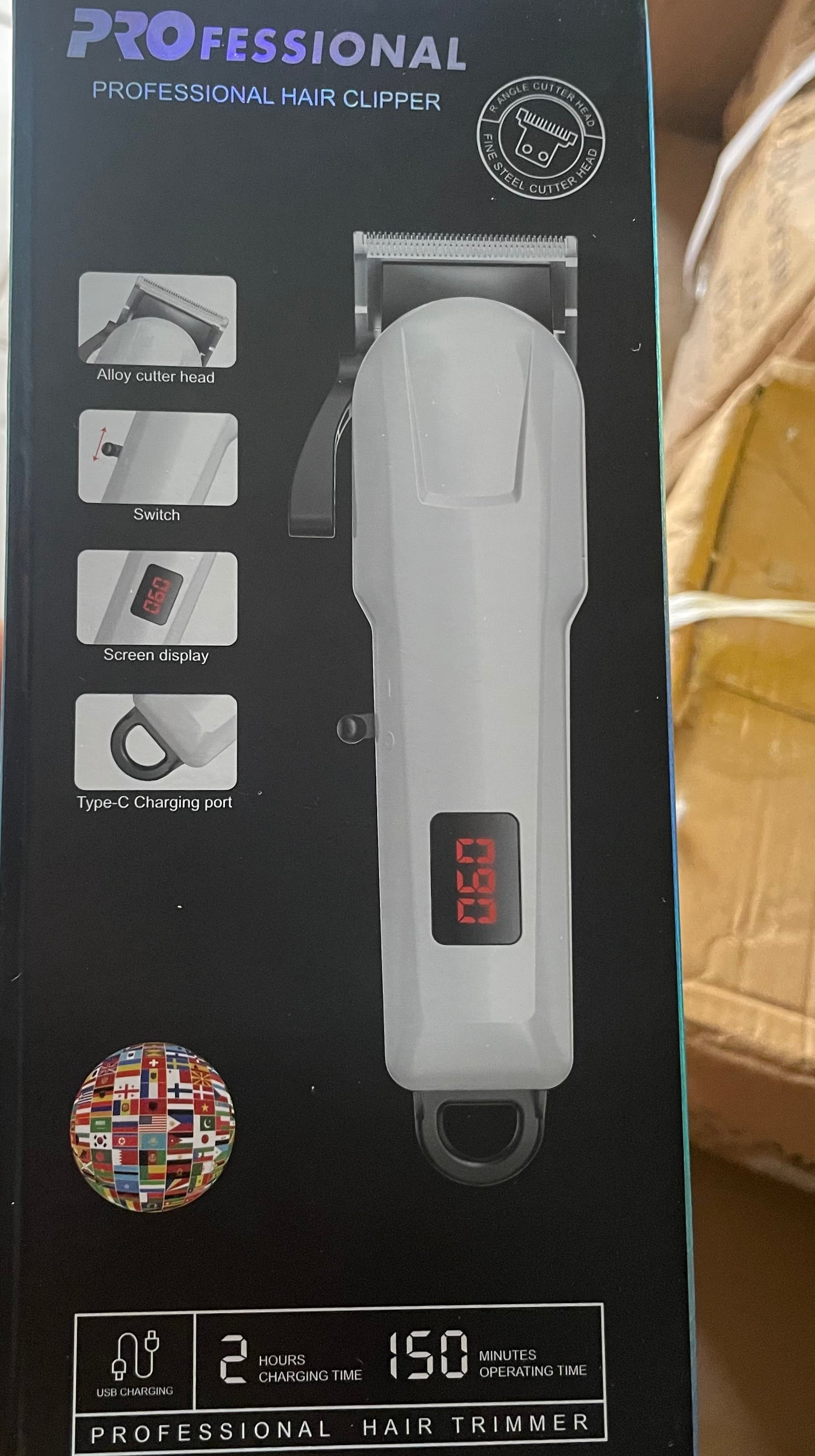 Tondeuse Professionnelle Rechargeable USB-C – Écran LED & Autonomie 150 Min