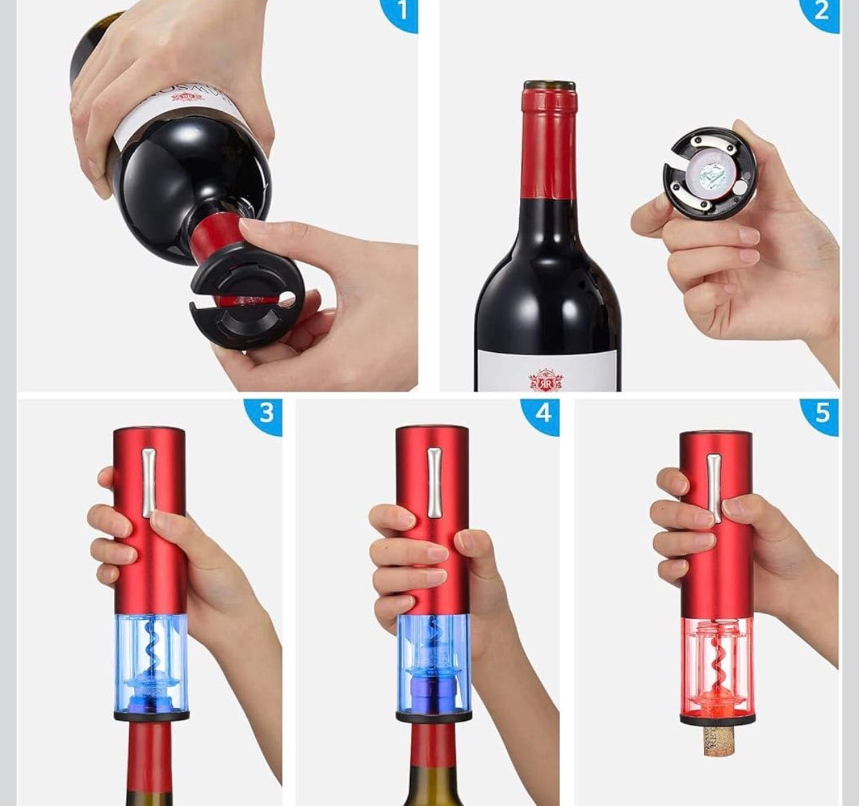 Tire-Bouchon Électrique Sans Fil à Piles AA – Ouverture en 8 Secondes