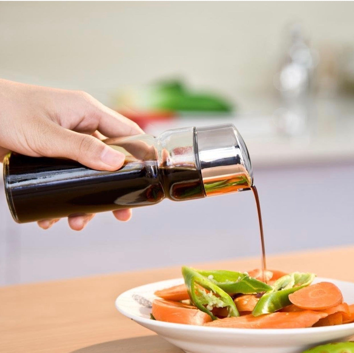 Service à Condiments 4 Pièces avec Support – Huilier, Vinaigrier et Salière/Poivrière