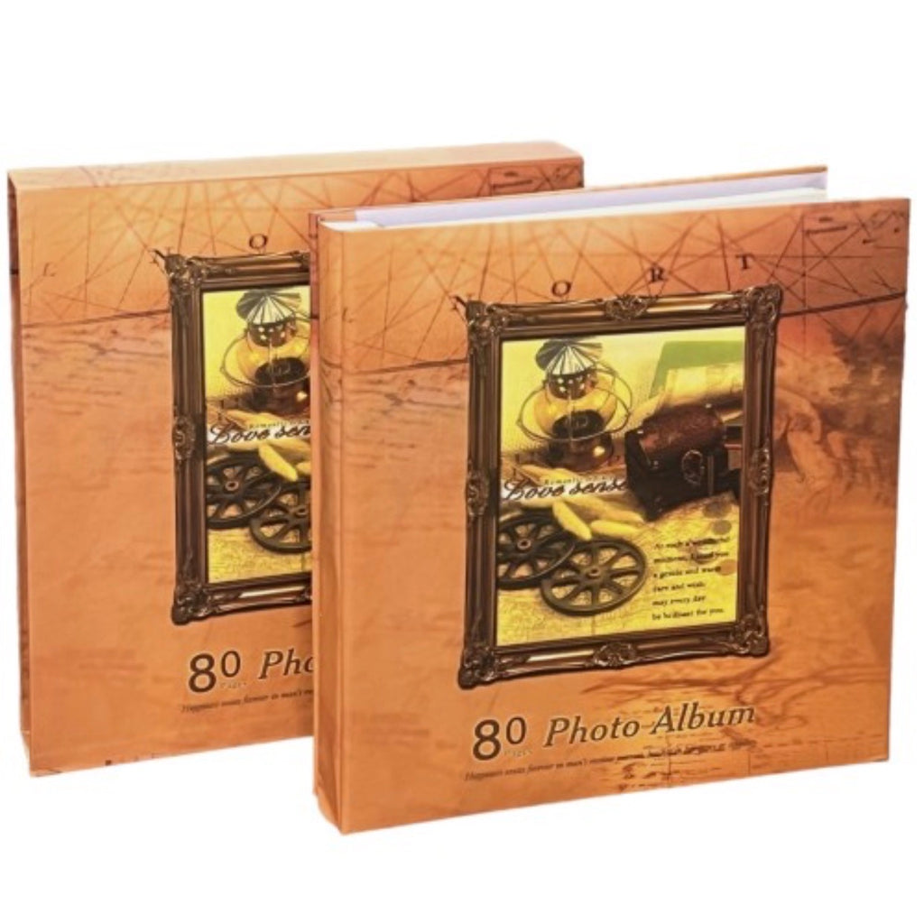 Album Photo de Luxe "Voyage & Mémoire" - 80 Pages - Reliure Spirale et Couverture Rigide Effet Bois