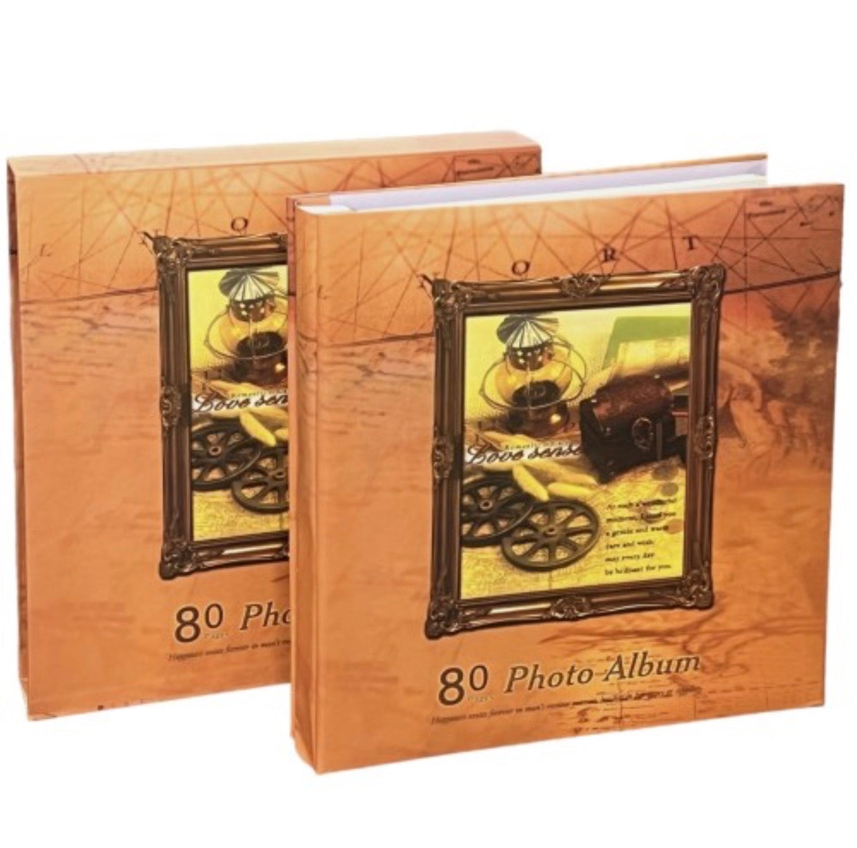 Album Photo de Luxe "Voyage & Mémoire" - 80 Pages - Reliure Spirale et Couverture Rigide Effet Bois