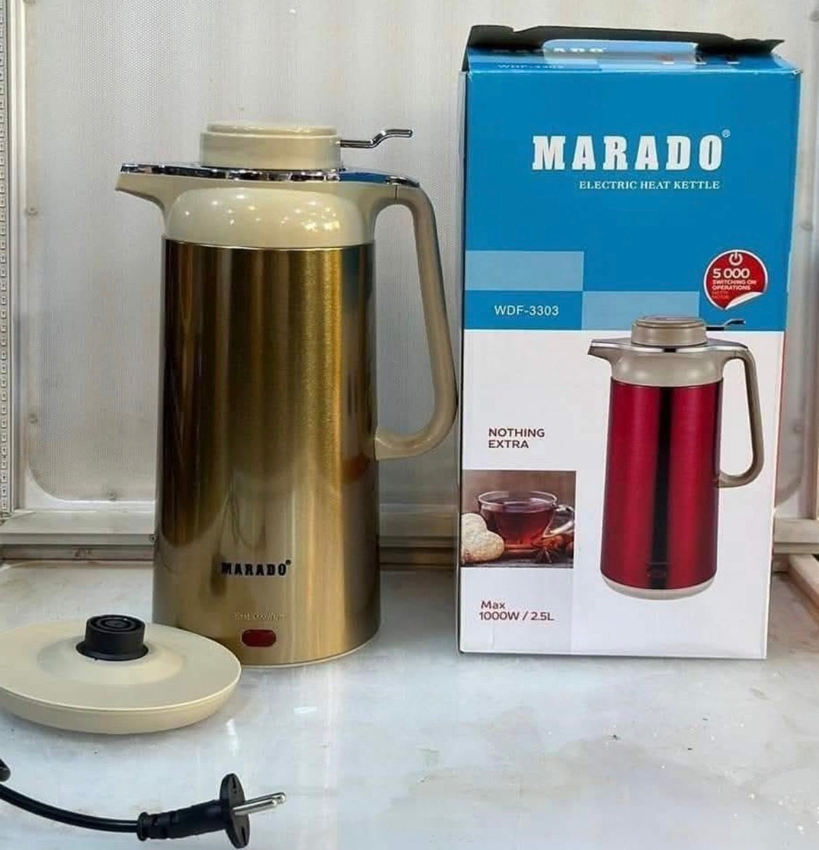 Bouilloire électrique Marado WDF-3303 - Acier inoxydable - 2.5L - Maintien au chaud