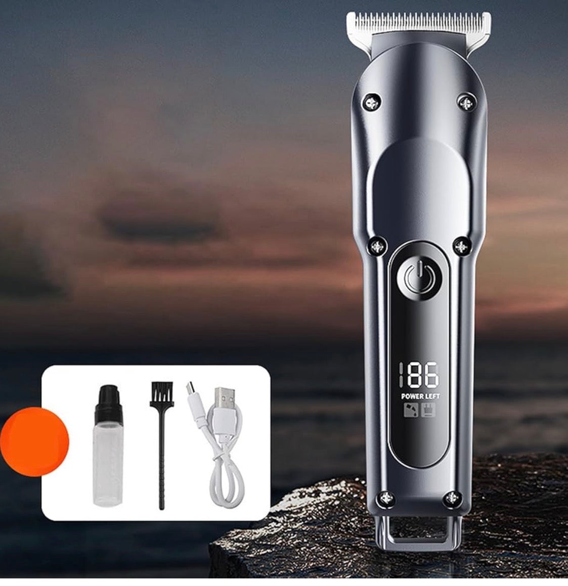 Tondeuse Professionnelle Rechargeable USB – Écran LED & Haute Précision