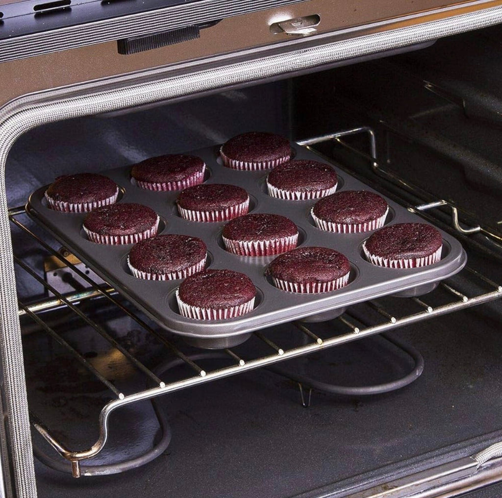 Moule à Muffins et Cupcakes Antiadhésif en Acier - 12 Cavités